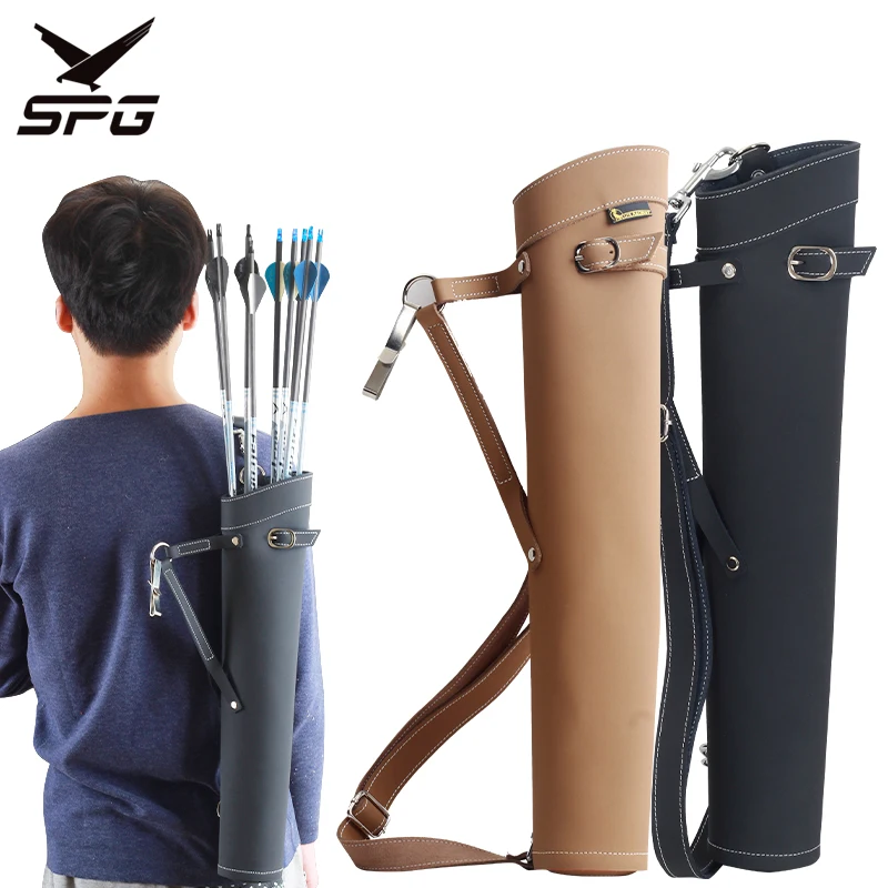 Bow and Arrow Bag Quiver Hip Back Leather Suitable Load 25 Arrows Archery Shooting Adjustable Strap Belt Clip Arrow Holder