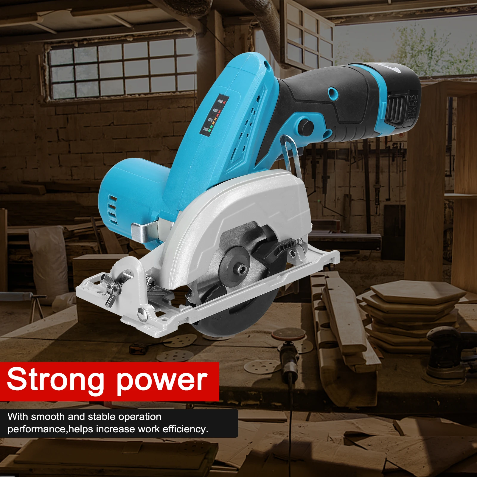 

3inch 16.8V Electric Lithium Circular Saws 0-27mm Cutting Depth Adjustable Woodworking Power Tool Wood Board Cutting Machine