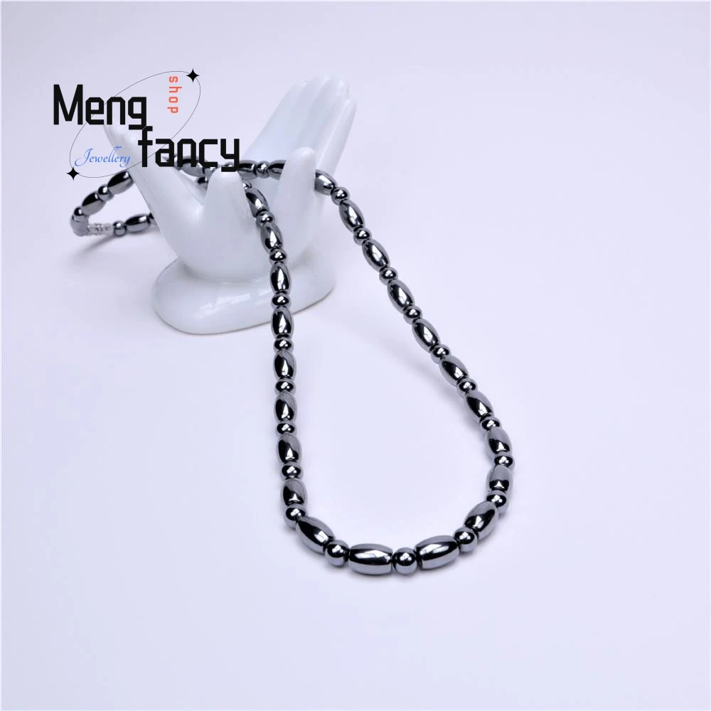 Natural Energy Stone Terahertz Necklace Fashion With Diy Accessories Rice Bead Simple Exquisite High-grade Luxury Holiday Gift