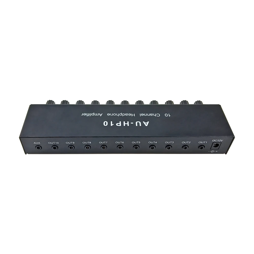 ABUOAU-HP10 10 Channel Stereo Headphone Amplifier Audio 1Input 10 Output Preamplifier Independent-Control NJM4556A DC12-24V