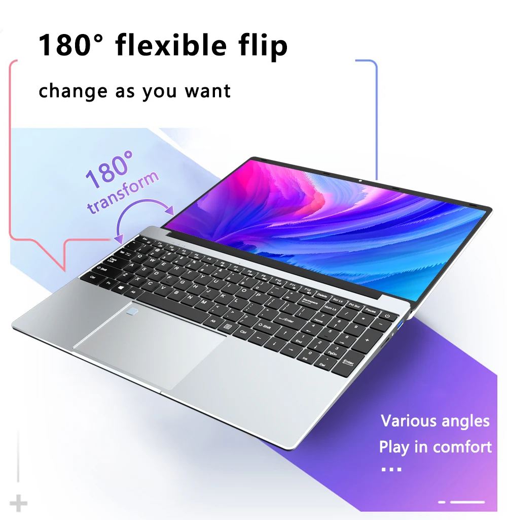 Buy 15. 6 inch 16gb laptop 512gb ssd windows 11 notebook intel celeron n5095 office computer backlit with fingerprint wifi camera bt.