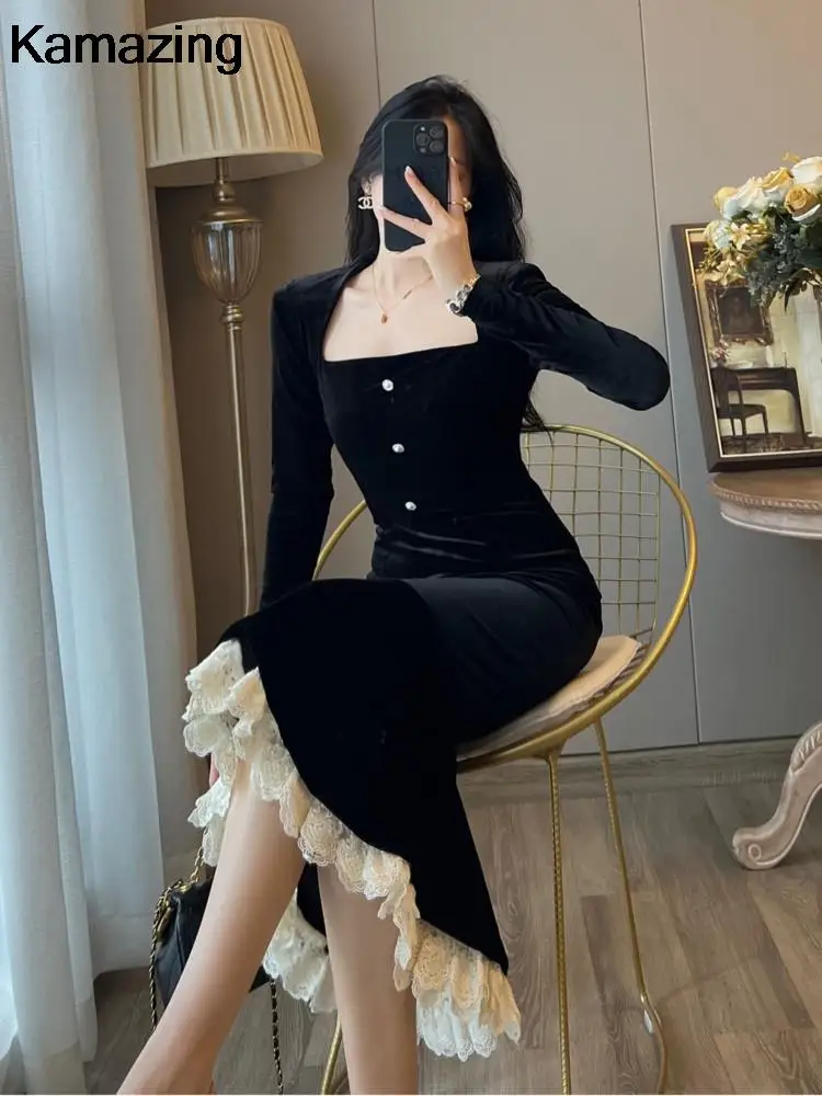 BAE Solid Color Lace Bodycon Elegant Sexy Date Night Camisole Mermaid Dress