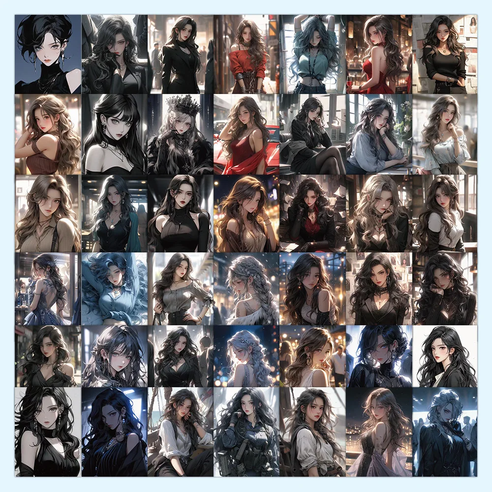 10/63Pcs Anime Ature Charming Woman Sticker Sweet Cool Girls Stickers Waterproof Skateboard Laptop Motorcycle Bike Decal