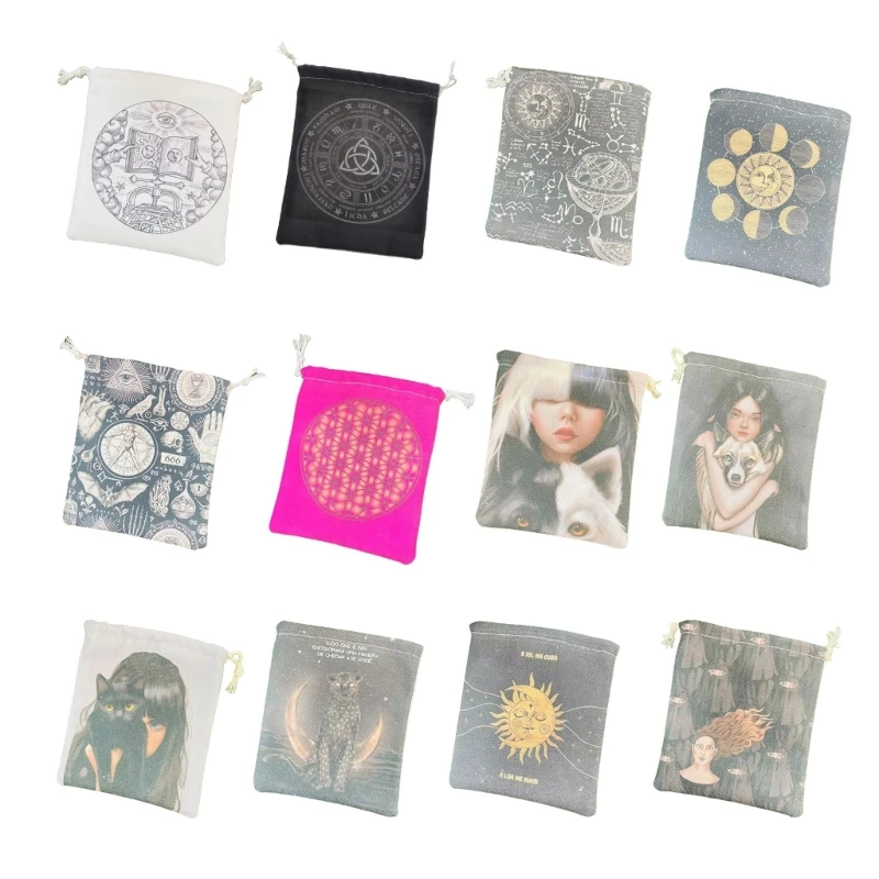 

Canvas Tarot Drawstring Bag Jewelry Rune Pouches Dices Small Favor Storage Bag