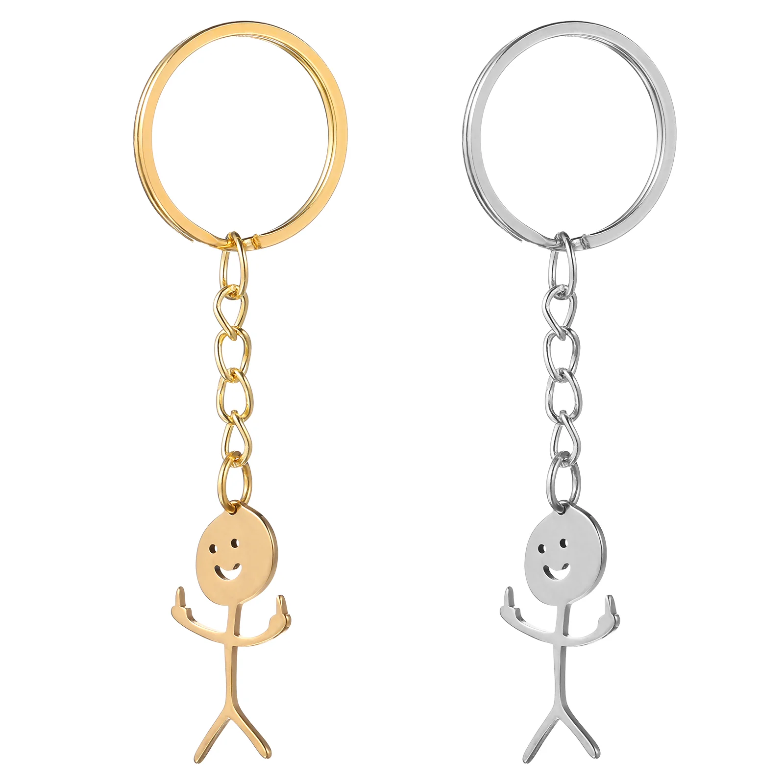 

2 Pcs Stainless Steel Key Chain Pendant Miss Keychain Metal Keychains For Women