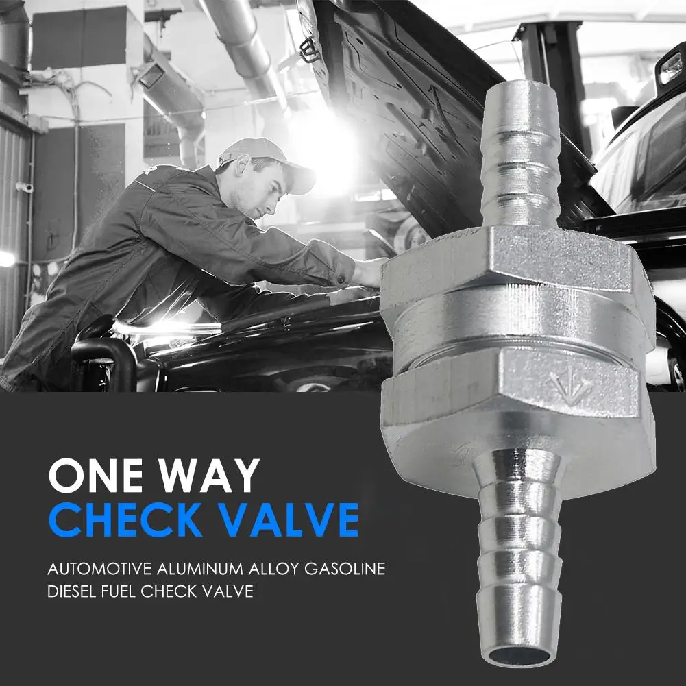 One Way Checks Valve Aluminium Alloy Fuel Non Return Checks Valve Petrol Diesel for Cars Auto Motorcycles Tools