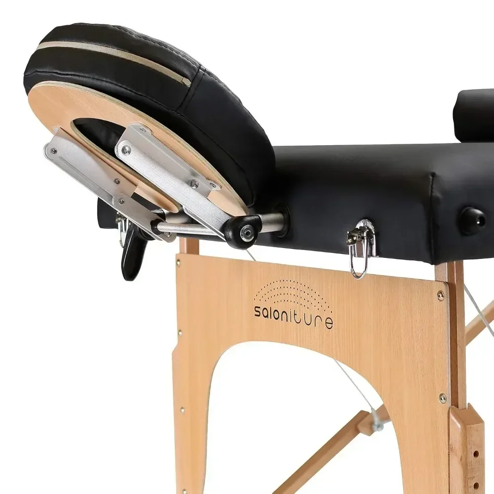 "Compact Black Massage Table with Adjustable Backrest for Professionals"