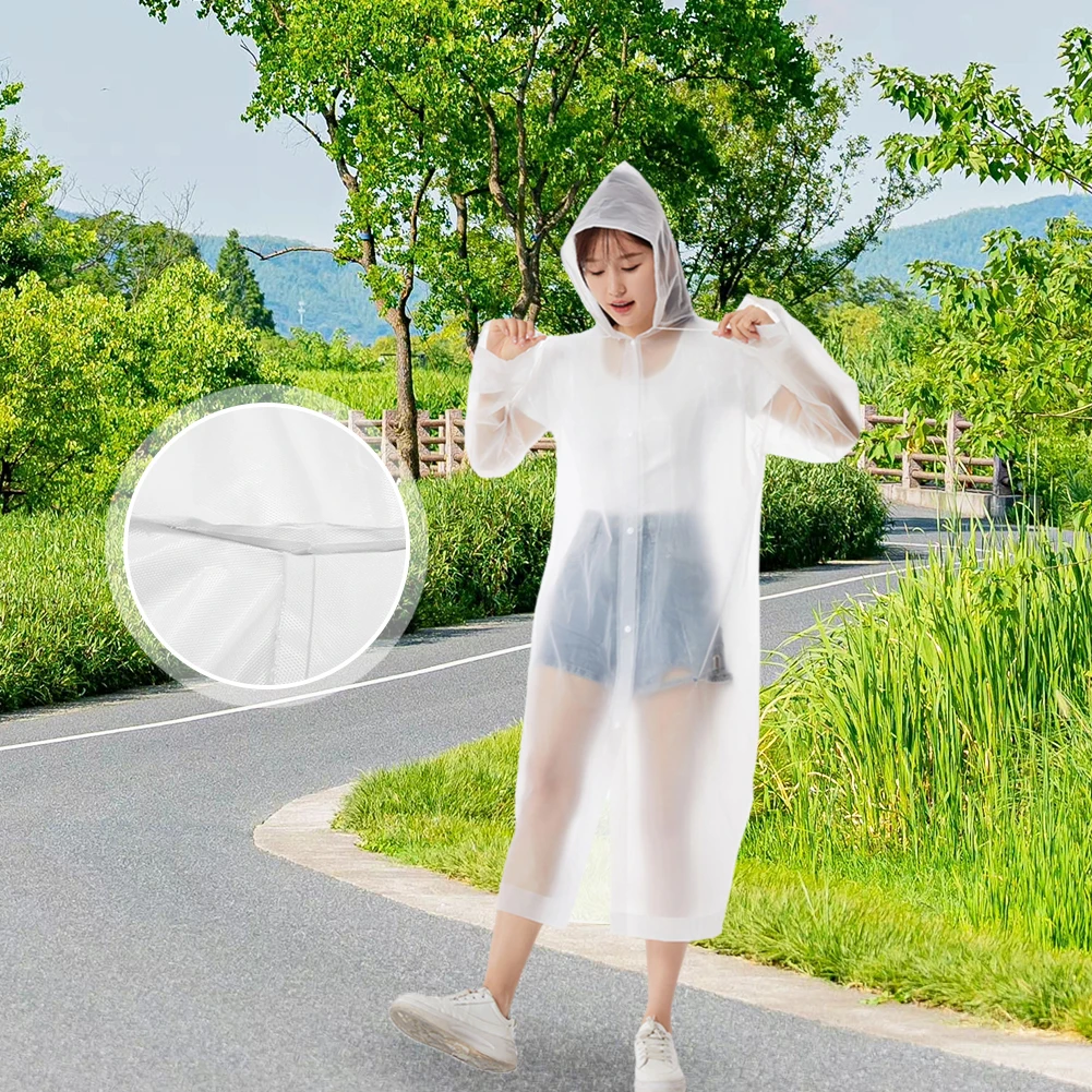 10Pcs Rain Ponchos with Drawstring Hood Emergency Raincoat Outdoor Rain Wear Portable Coat for Camping Hiking
