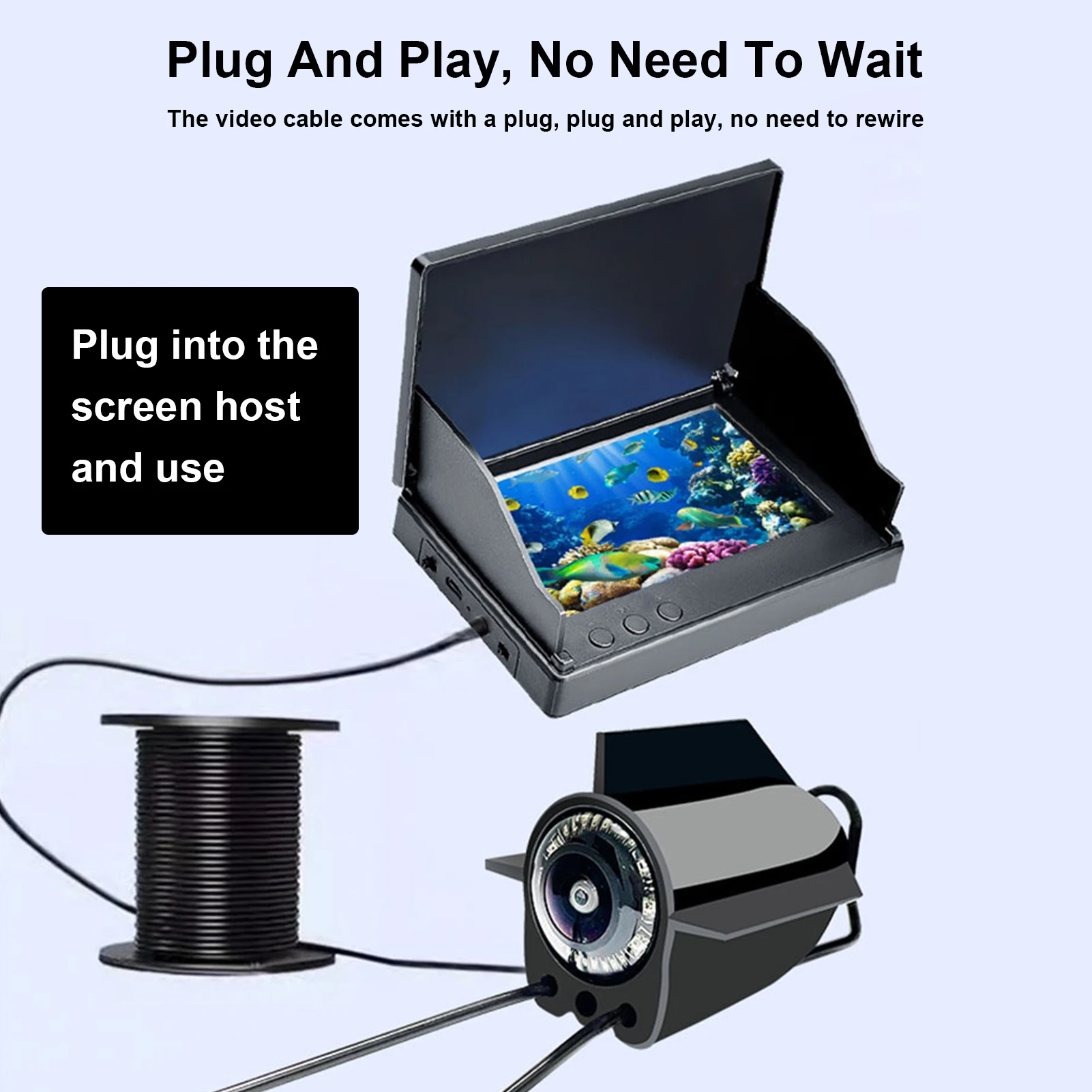 수중 어군탐지기 4.3인치 화면 야간 투시 220 °   광각 500W 픽셀 고화질 낚시용 어군탐지기 카메라