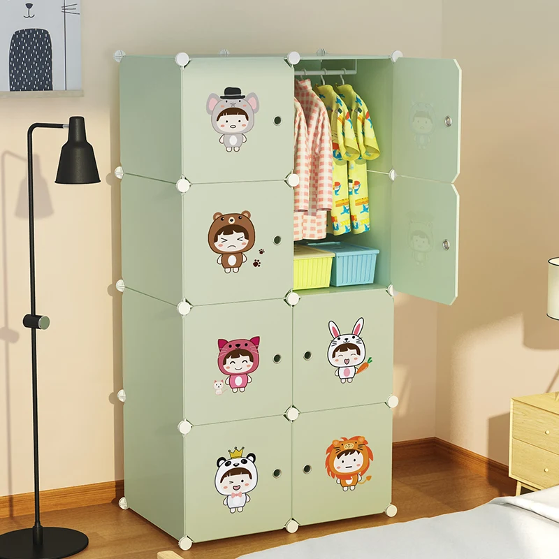 Dresses Baby Wardrobe Children's Wardrobe Wardrobes Plastic Cabinet Kids Organizer Cheap Closet Four Door Children's Furniture