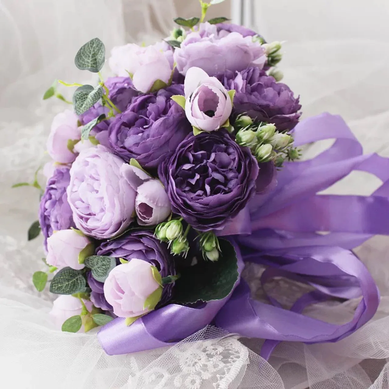 Wedding Bouquets Artificial Peony Flowers Korean style Purple Bridal Bouquet Imitation Peony Flower Bridal Bouquet Bridesmaid