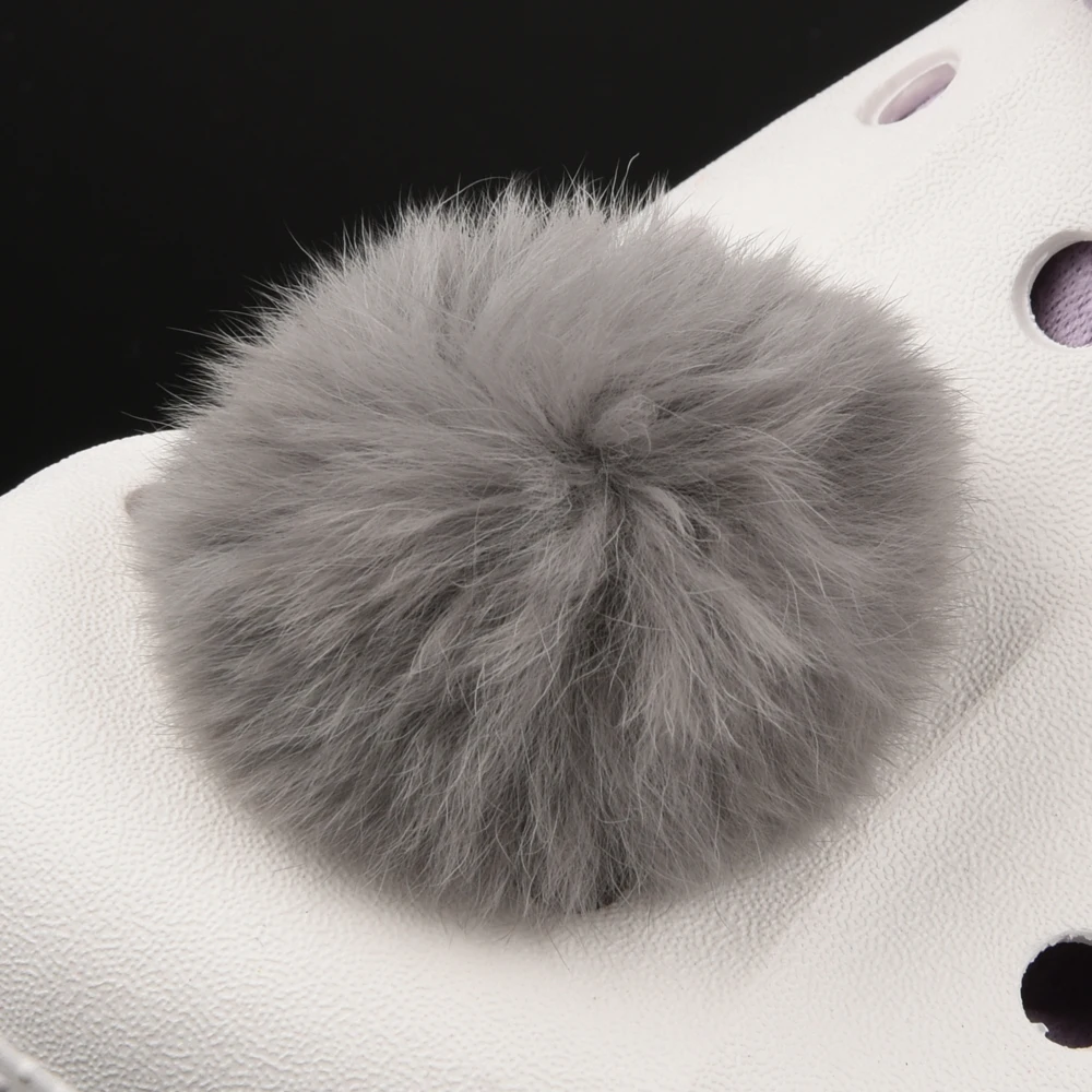 Single Sale Real Fur Pompom Fluffy Shoe Charms Multi-color Plush Ball Shoes Accessories Boys Girls Garden Sandals Decorations