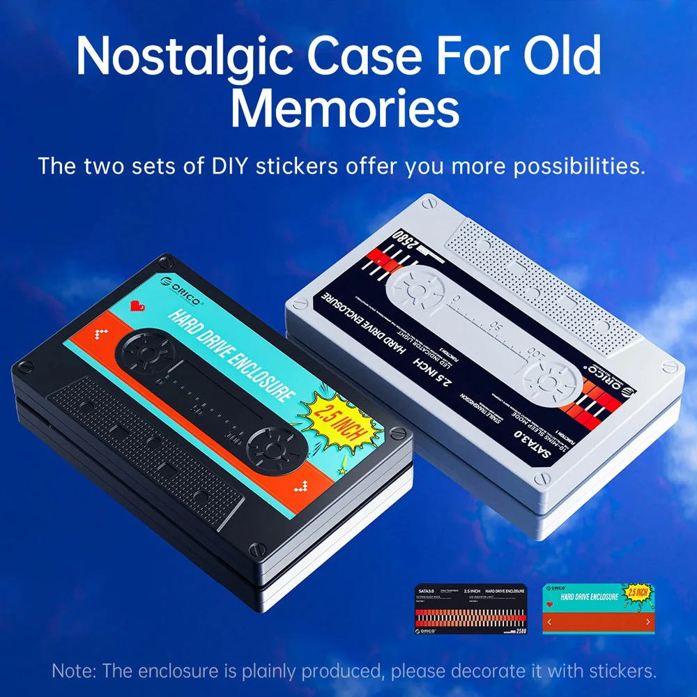 ORICO HD Hard Drive Case SSD Box Cassette Tape Transparent Design for 2.5'' SSD HDD SATA Hard Disk External Drives usb Box