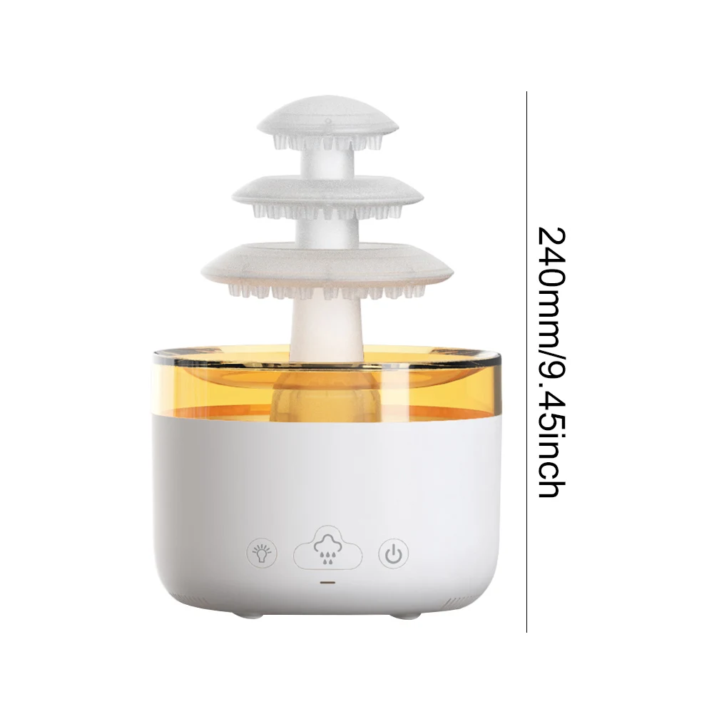 500ML Portable Air Humidifier Low Noise Rain Cloud Raindrop Night Light Multifunctional 7 Colorful Light for Home Bedroom Office