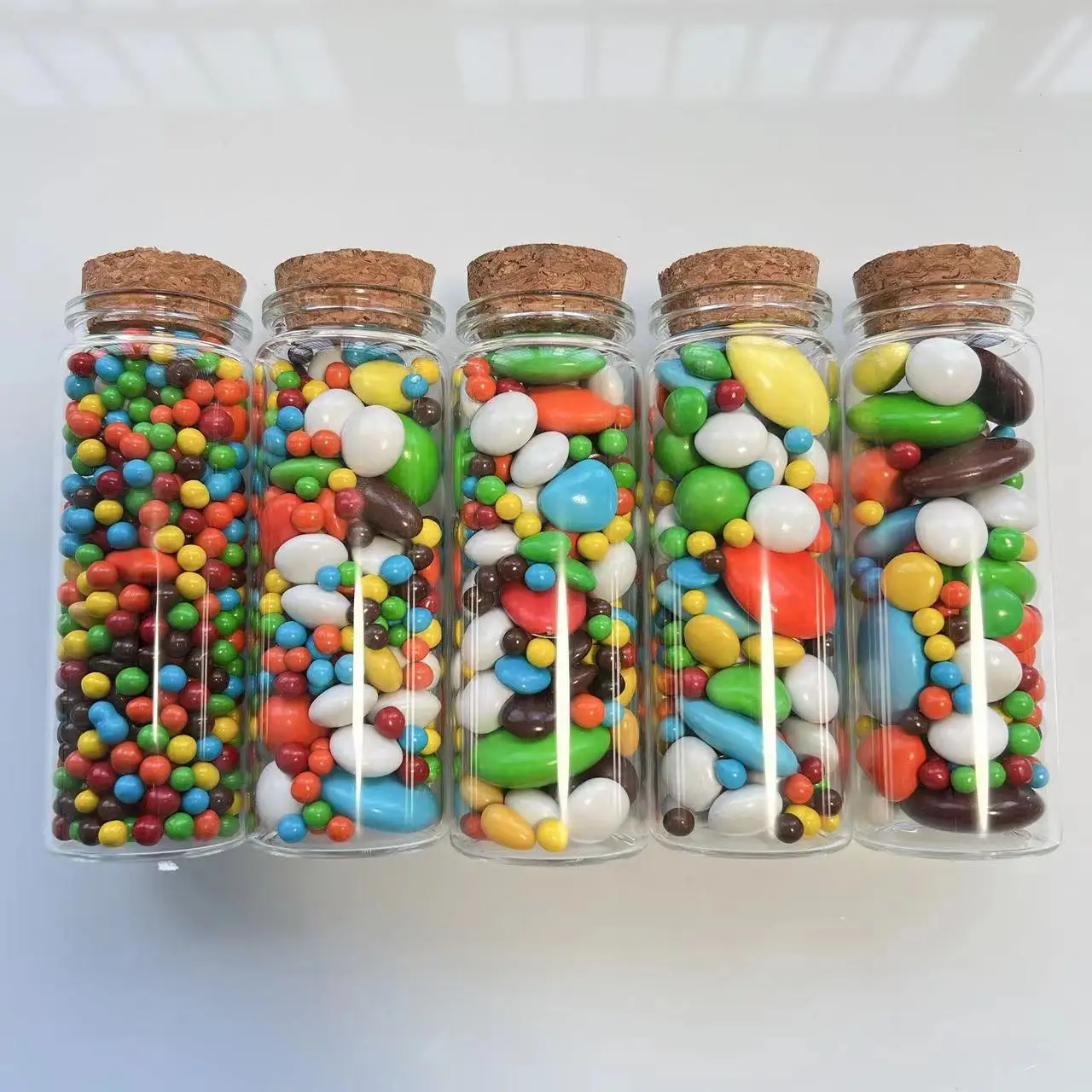 Dragees test tube 25*37*100mm 80ml Glass Bottle Stopper Corks Storage Glass Jars for Spice Vial Bottle Candy Containers 2