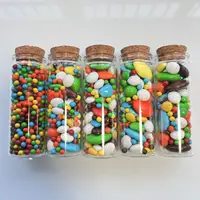 Dragees test tube 25*37*100mm 80ml Glass Bottle Stopper Corks Storage Glass Jars for Spice Vial Bottle Candy Containers 2
