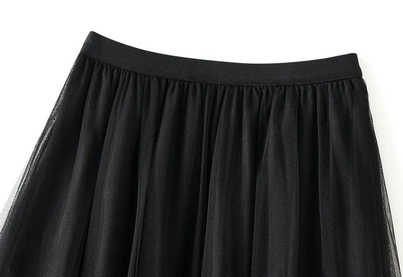 New In 2025 Women's Spring Summer Solid Color Tulle A-line Sweet Tutu Long Skirt Female Korean Fsahion Party Mesh Skirts