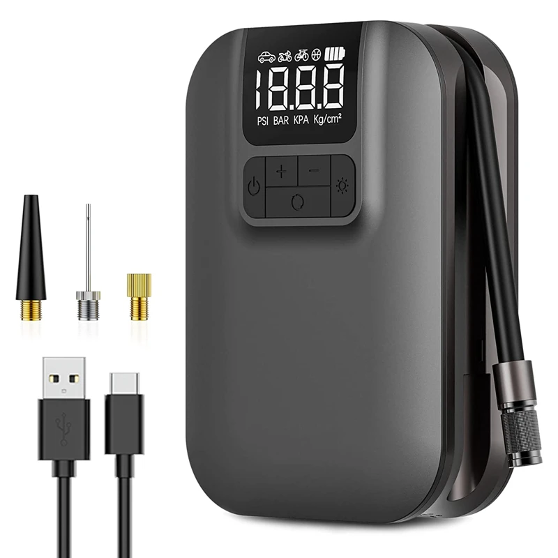 

Аккумуляторный насос для шин, светодиодный с цифровым датчиком для автомобилей и всех велосипедов