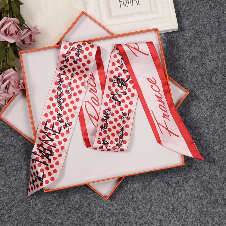 Mulberry Silk Scarf 100*6cm Scarf Female Multifunctional Headband Small Handbag Luxury Ribbon High-end Souvenir feather scarf scarf accessories knitting scarf women tassel shawl