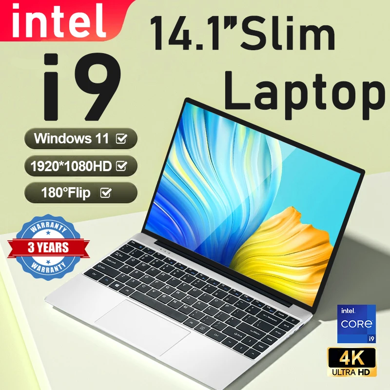 NEW laptop intel i9 8950HK 16GB RAM 2TB SSD Portable laptops windows 11 Notebook computer PC 14.1inch Office study laptop gamer 1