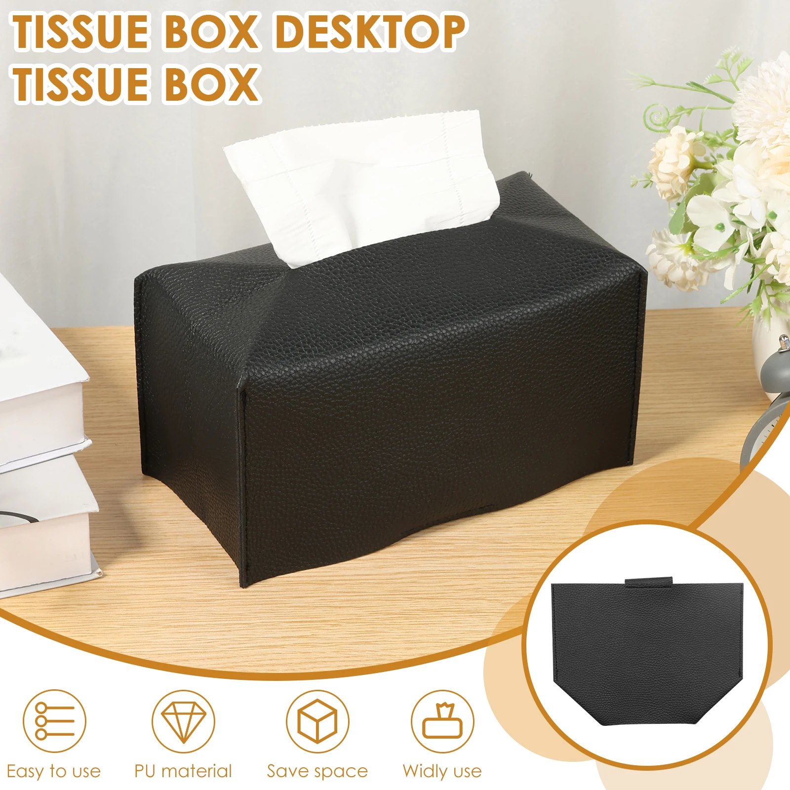 4Pcs Foldable Tissue Box Cover Portable Rectangular Tissue Box Holder with Bottom Belt Facial Tissue Box Cover for Home Office