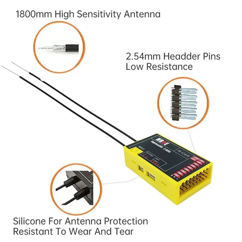ABIK-ELRS PWM 2.4Ghz 9 채널 Ch HR8E Expresslrs 수신기 모듈 FPV 고정 날개 RC 비행기 자동차 보트 차량용 1Pcs