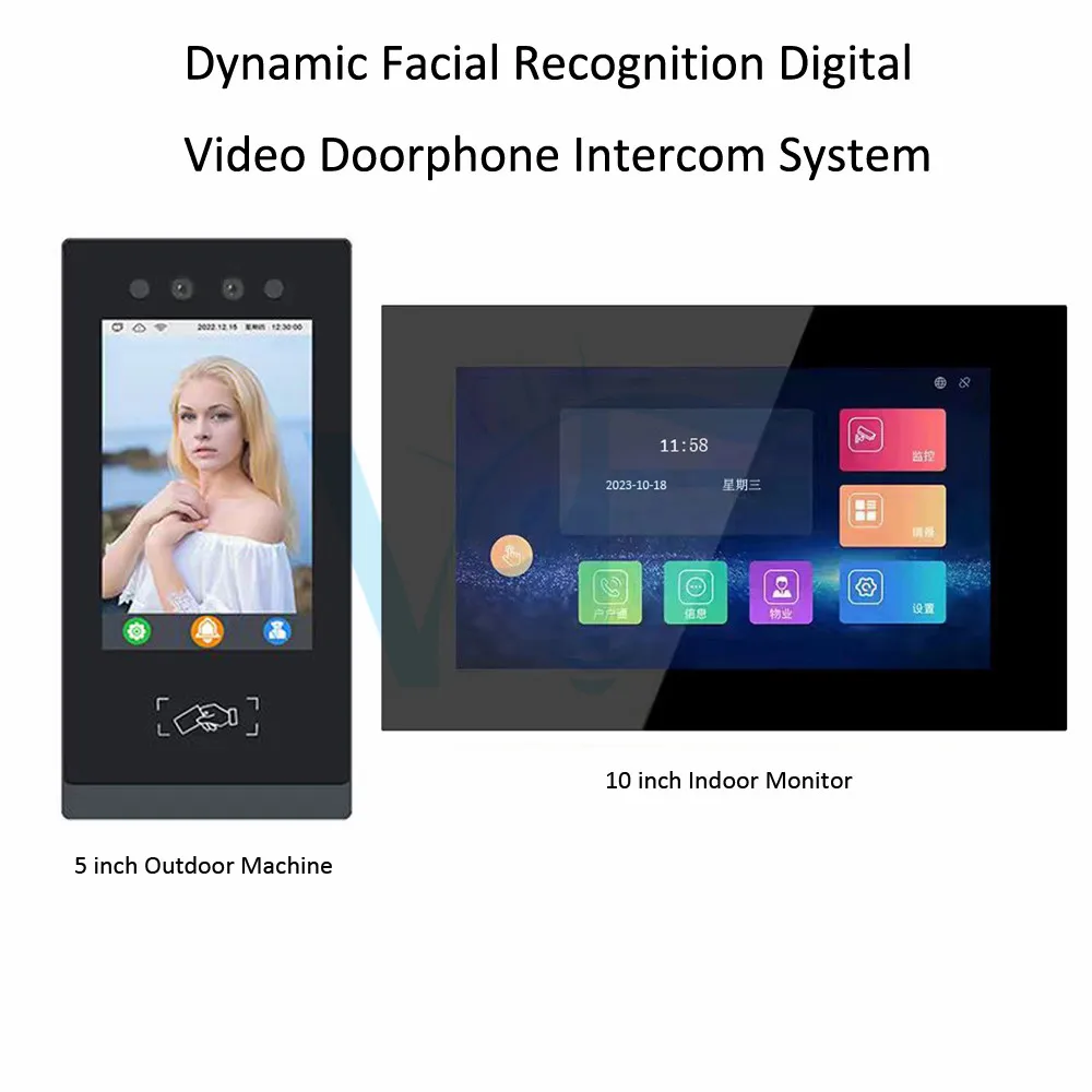 Tuya IP Video Doorbell Phone 7inch 10inch Outdoor Indoor Monitor Two Way Voice Intercom Face Recognition IC Card Password Unlock