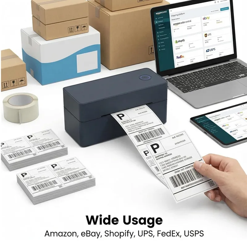 4x6 블루투스 배송 라벨 프린터, 배송 패키지용 무선 라벨 프린터, 아이폰, 안드로이드, 윈도우, 맥 호환