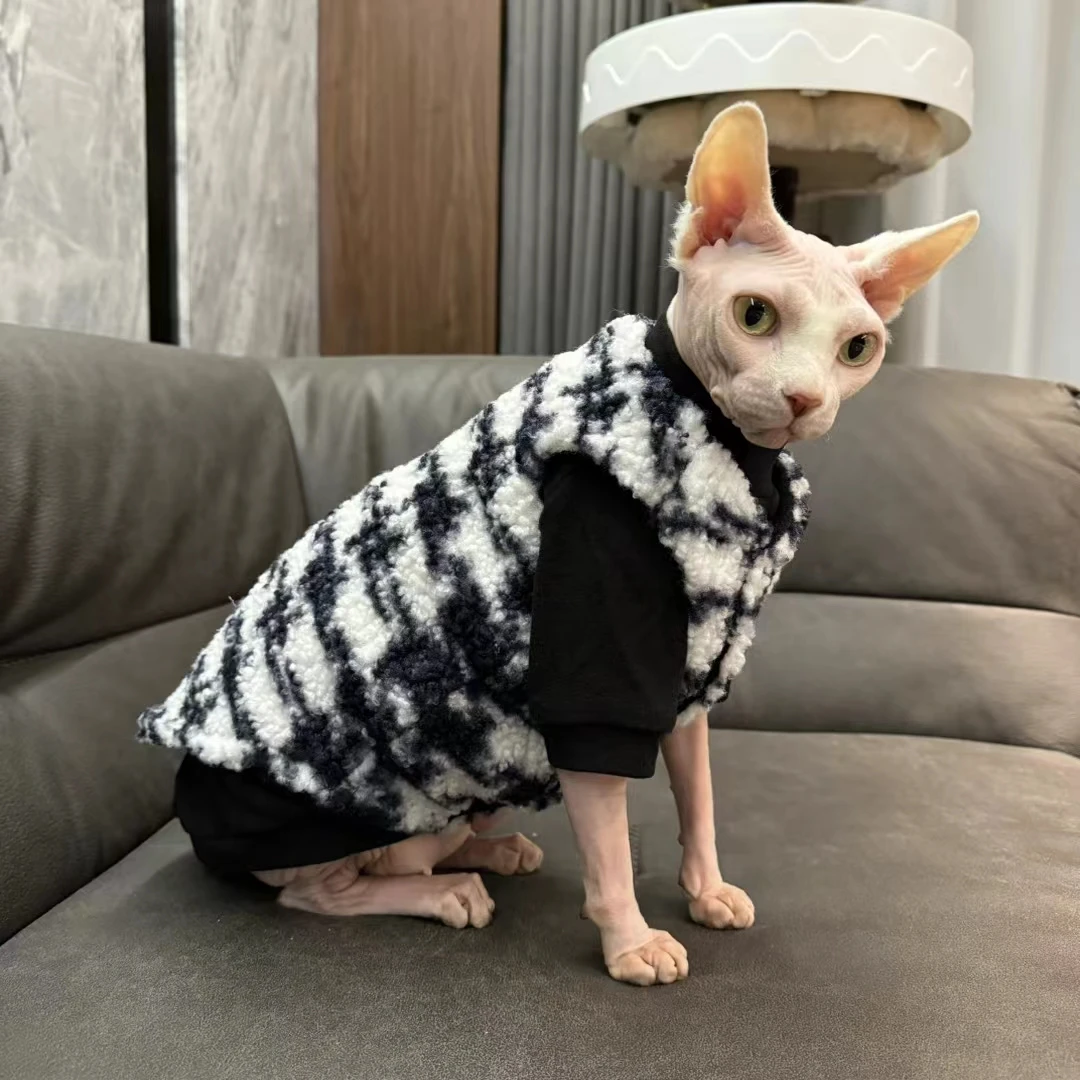 

Флисовое пальто, куртка, костюм для кота спайнкса, зимняя мягкая толстовка для котят, теплый толстый свитер с длинными рукавами, одежда для Devon Rex