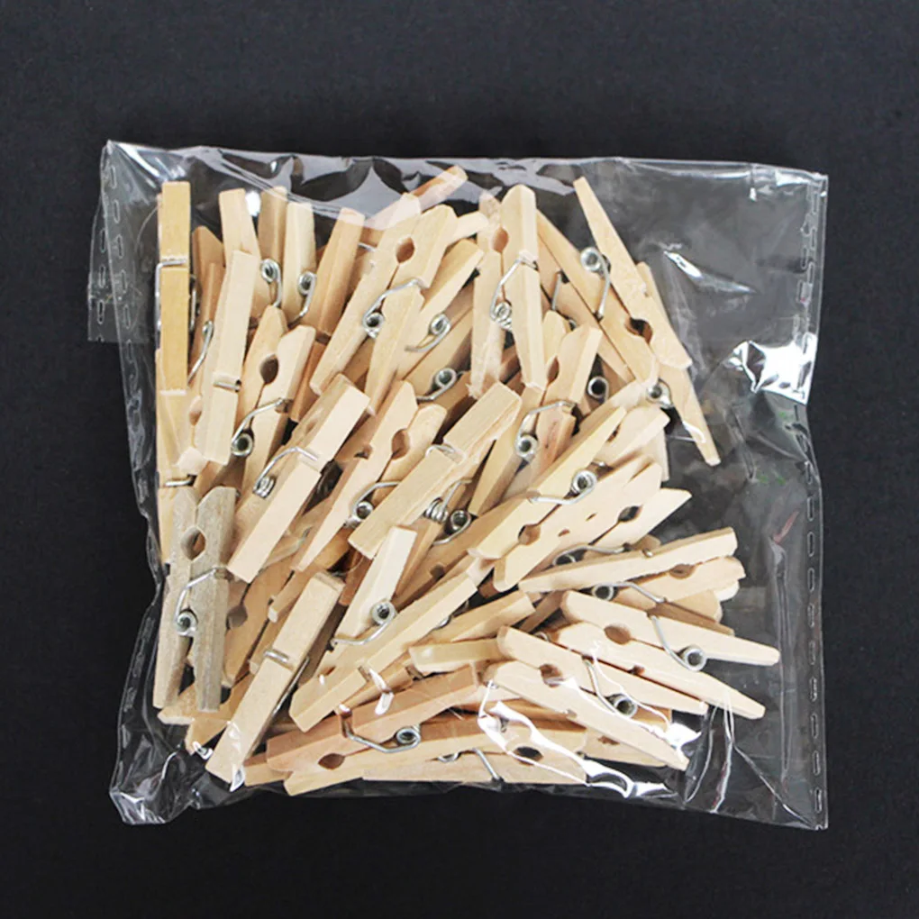 100pcs Wooden Clip Clothes Pants Drying Photo Fixing DIY Mini Wooden Clip Clamps Assorted Set 6