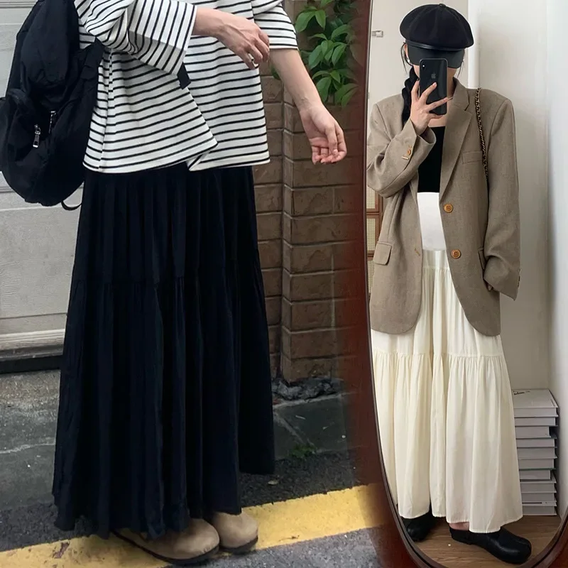Maternity High Waist Long Skirt Spring Autumn Draped Splice Versatile A- Line Skirt for Pregnant Women Children's Clothing