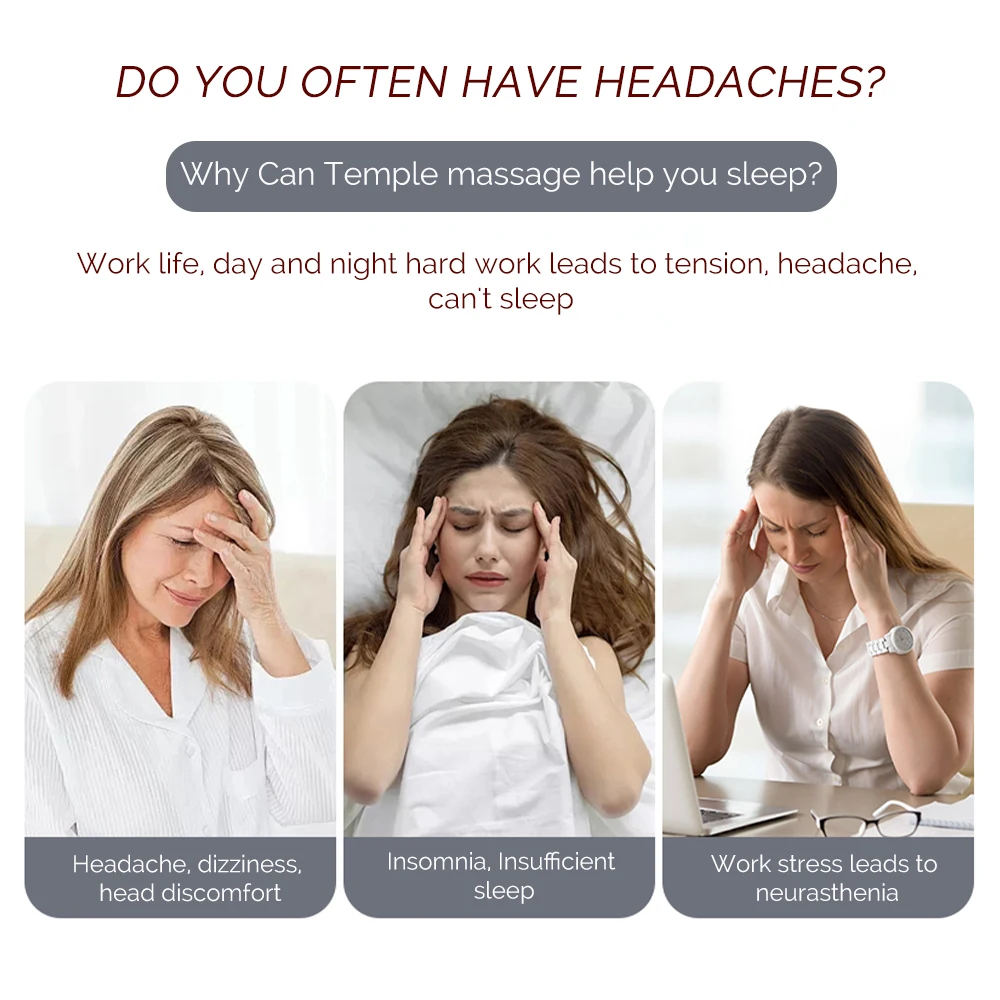 Electric Head Massager EMS Micro-Current Vibration Head Temple Massager Relieve Brain Fatigue Relief Improve Sleep Wireless Use