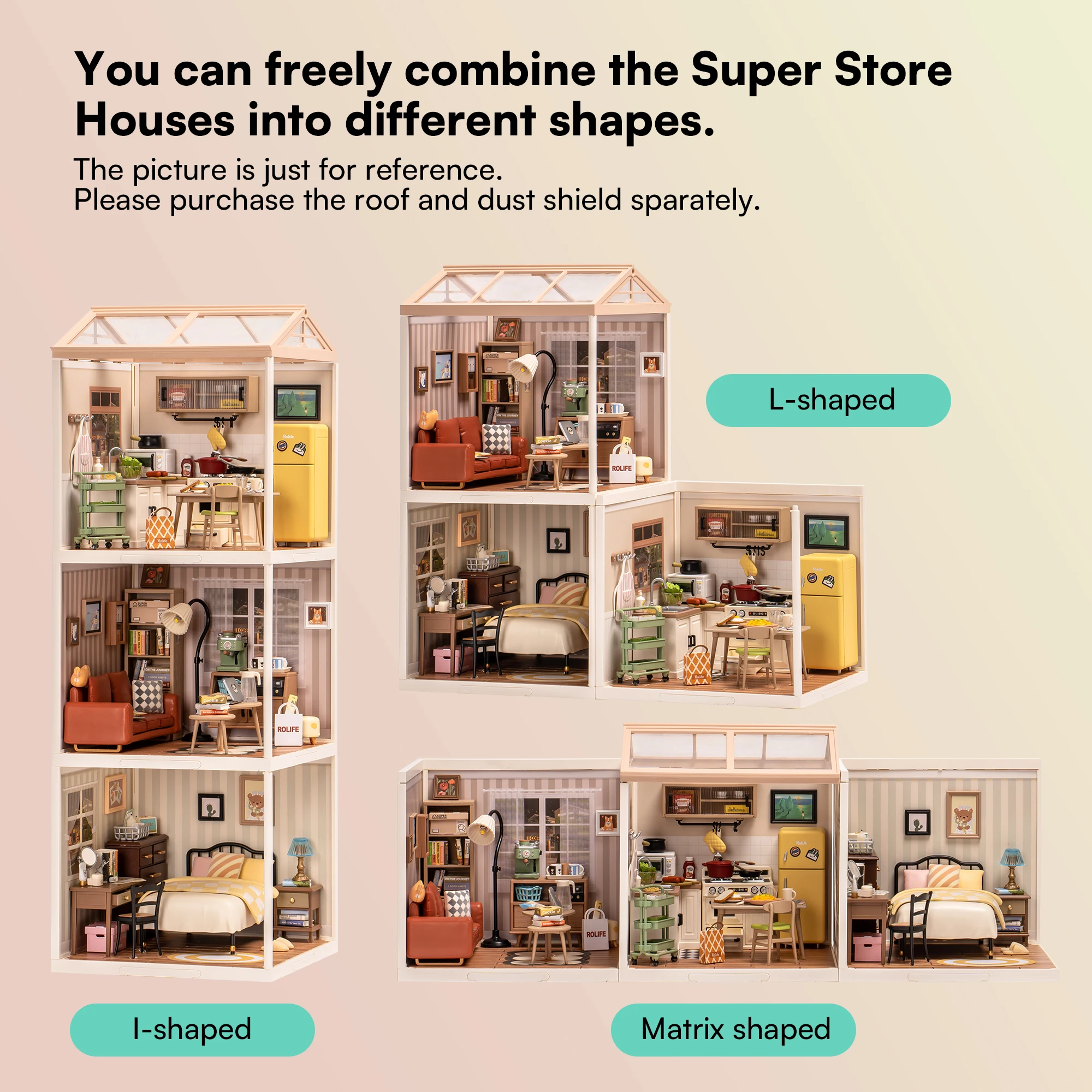 Robotime Rolife Plastic Toys 3D Puzzle Puzzle Super Store Cozy Living Lounge Plastic DIY Miniature House Kit Building Blocks 6