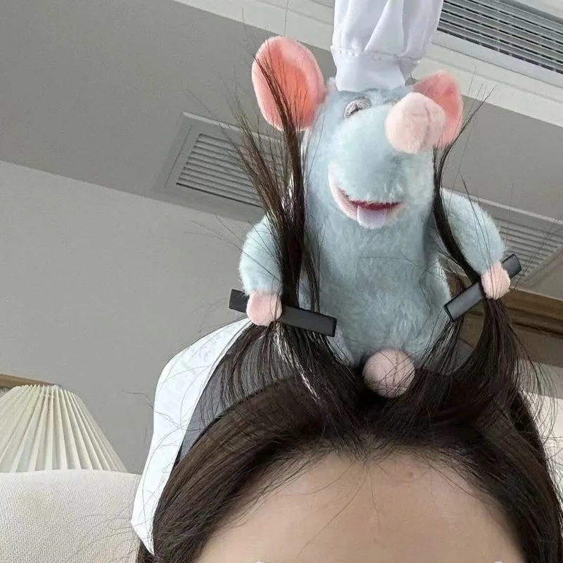 Disney Ratatouille Hairband Hairpin Plush Doll Decoration Handmade Headband French Animation Food Story Surrounding Gifts