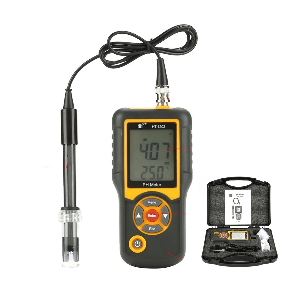 Water PH Tester Digital PH Tester Meter HT-1202 High Precision Water Quality Analyzer Labs PH acidity meter for Seawater Freshwater Aquaculture