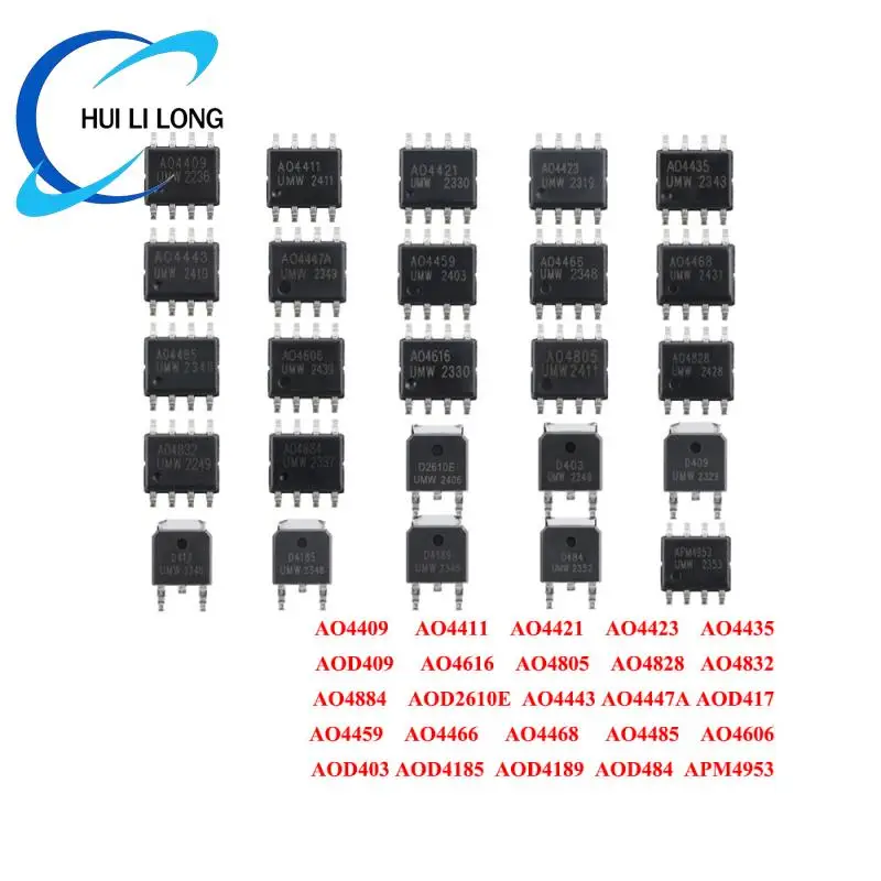 High-Quality Assorted AO MOSFET Transistors - 100/10 Pieces Pack