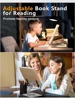 Desktop Book Stand for Reading with 360° Rotating Base Wooden Panel & Page Clips Foldable and Angle for Reading Book Holder 5