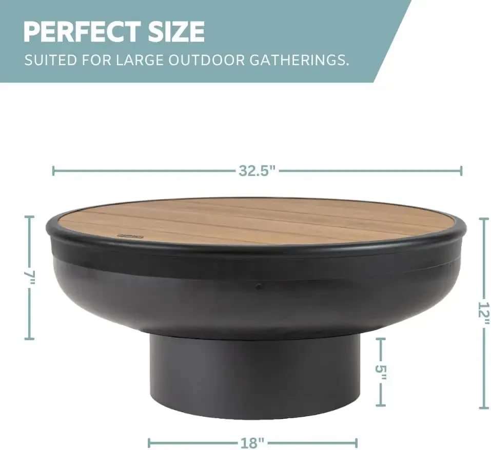 NEW-32 Inch Cast Iron, Round Fire Pit Table with Fire Pit Grill, Extra Thick, Heavy Duty Fire Bowl, Deep Outdoor Firepit, Wood