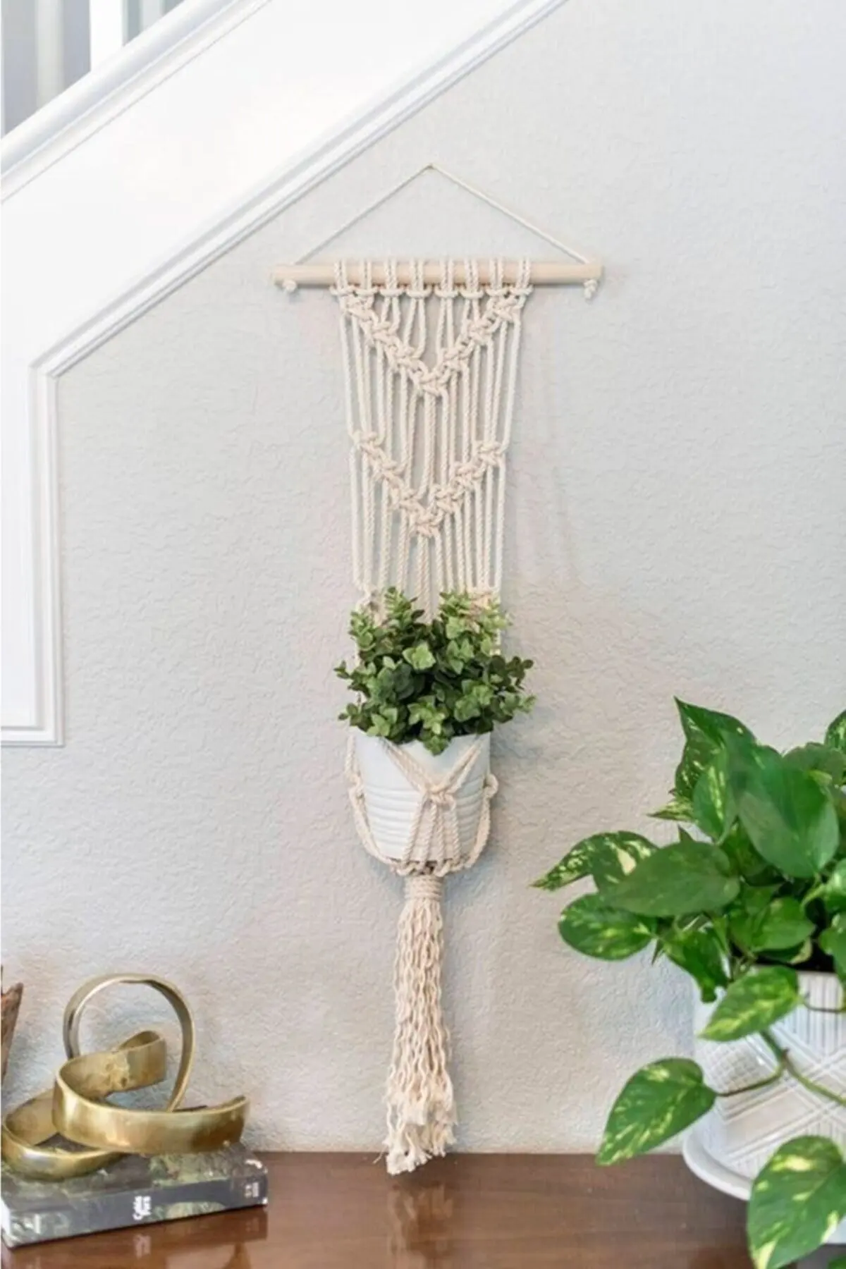 Donna Riutilizzare Preneur Artigianale Decorativo Macrame Wall Art Flower Rack String Hanging Basket Vaso Di Fiori Consegna Veloce