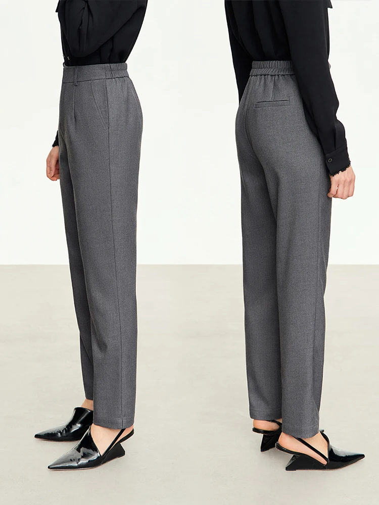 Amii Minimalism Women Pants 2024 New Spring Commuter All-match Slim Casual Ankle-length Solid Women's Black Pant 12323009