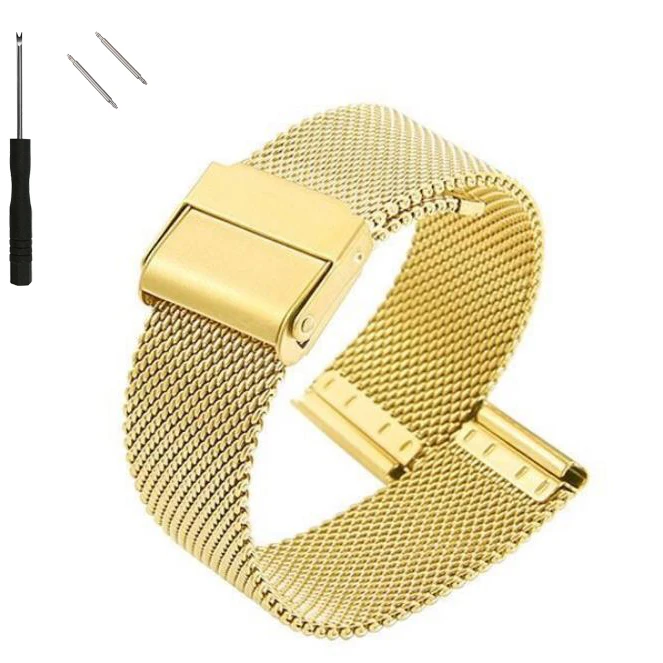 Stainless Steel Woven Mesh Watch Band Bracelet - Universal Replacement Strap