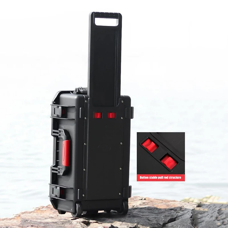 Plastic Box Waterproof Suitcase for Work Tool Pull Rod Hard Case Tool Box Multifunctional Camera Instruments Shockproof Suitcase 2