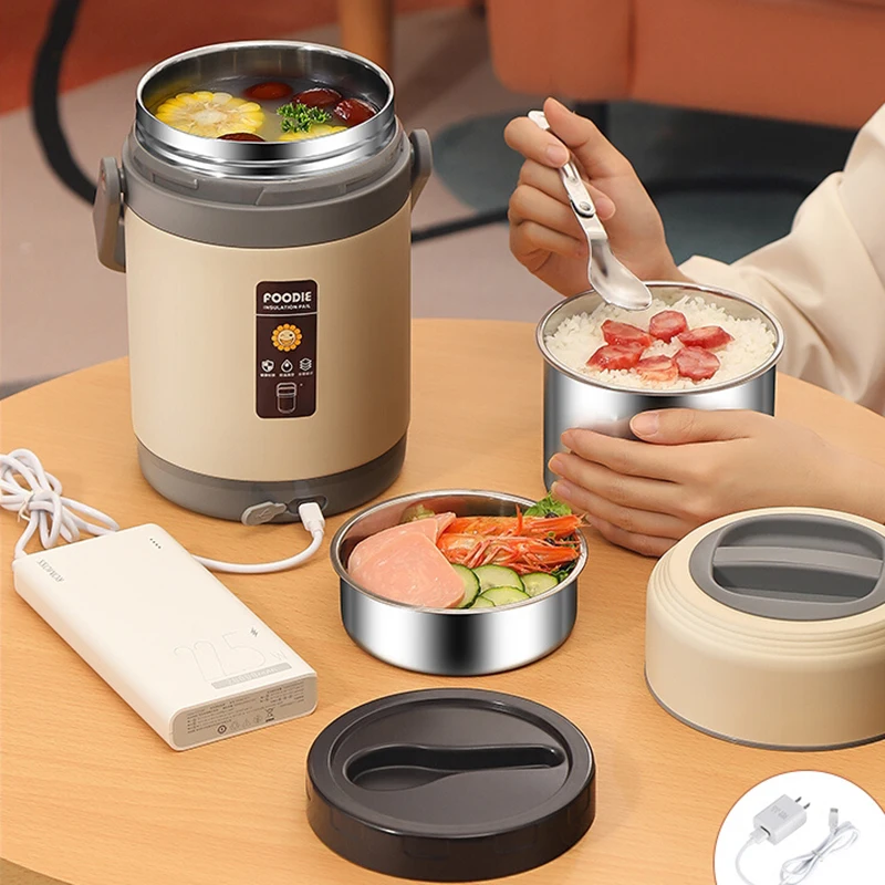 Portable Electric Lunch Box Food Rice Soup Heater Picnic Bento