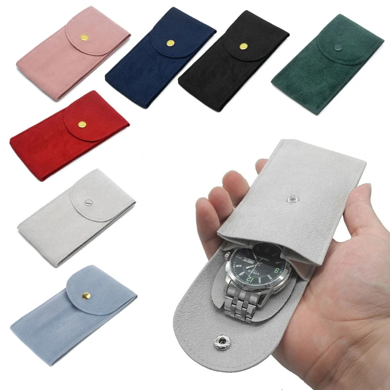 Portable Flannelette Fabric Watch Pouch Storage Bag Single