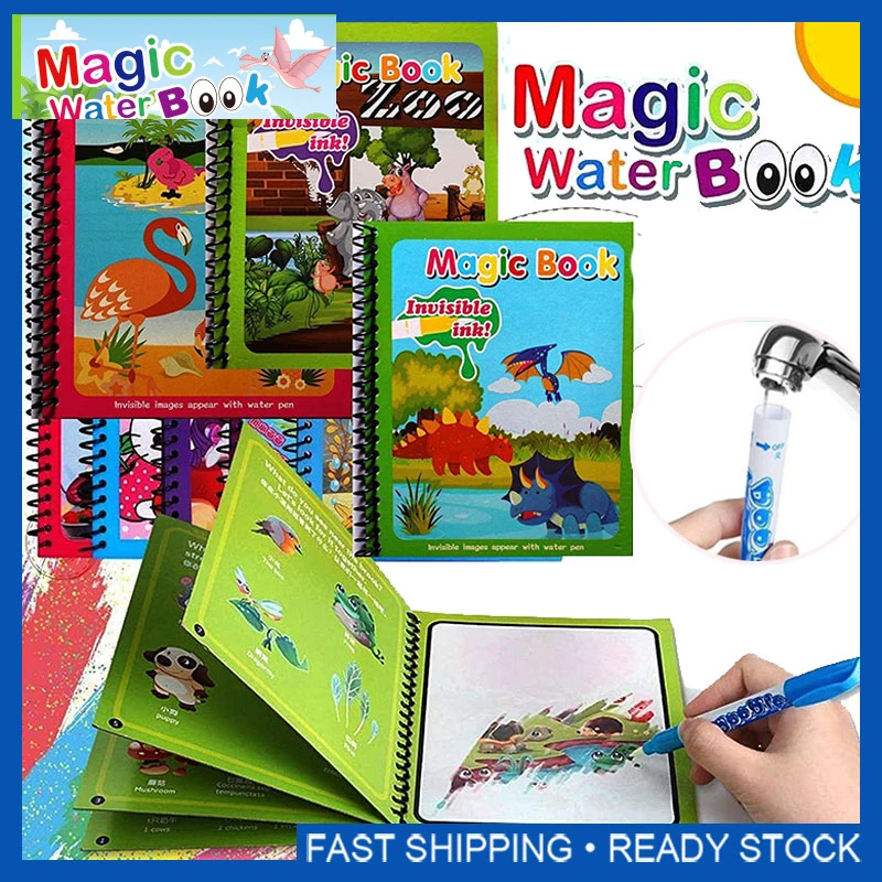Magical Book Water Drawing Reusable Coloring Book with Pen Magic Water Graffiti Learning Painting Drawing Book for Kids Children