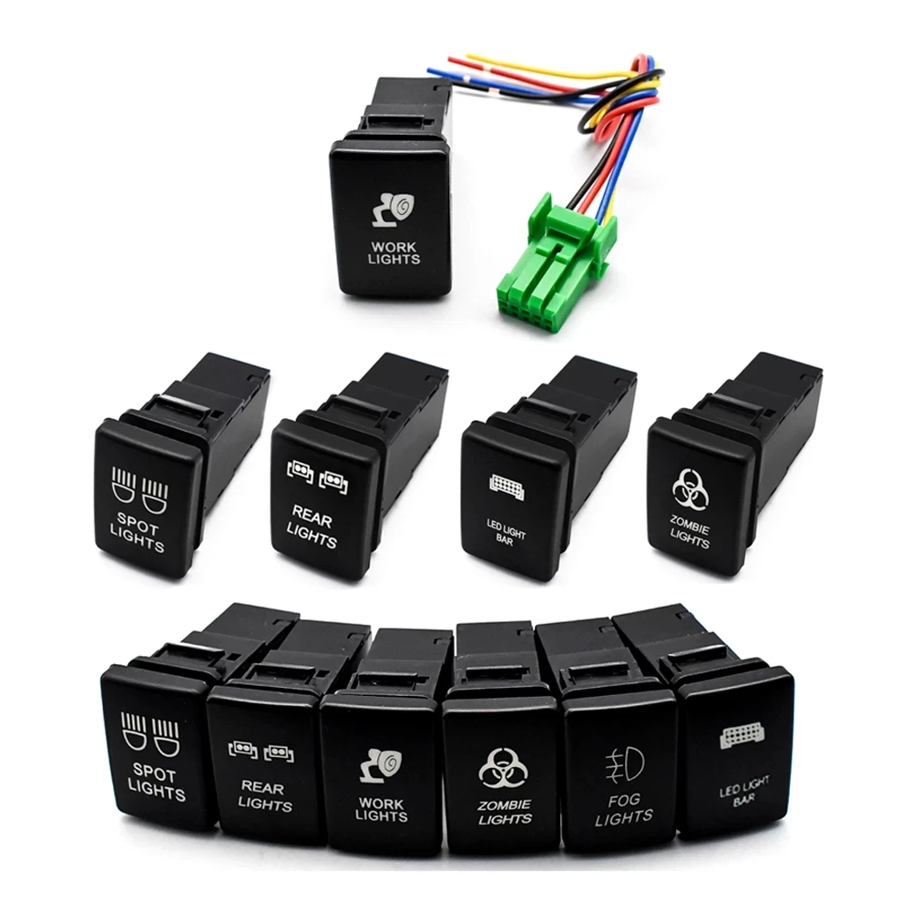 For-Toyota-Landcruiser-Yaris-RAV4-Blue-LED-Light-Illuminated-Switch-On ...