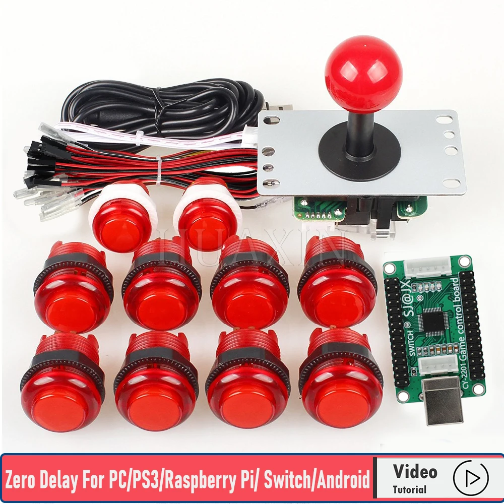 Arcade Games Cabinet Kit Usb Encoder To Pc Joystick Handle + 5V Led Lights Push Buttons For Arcade Pc Game &Mame & Raspberry Pi