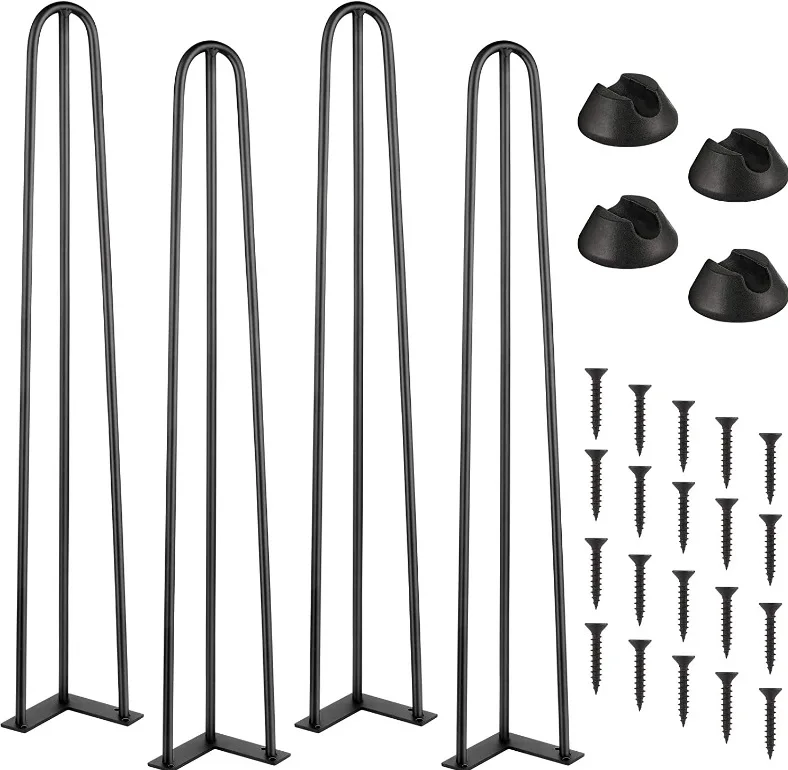 4PCS Black Metal Table Legs, Heavy-Duty Iron Support Feet for Coffee Table Desk Sofa TV Cabinet,Replacement Legs with Screws