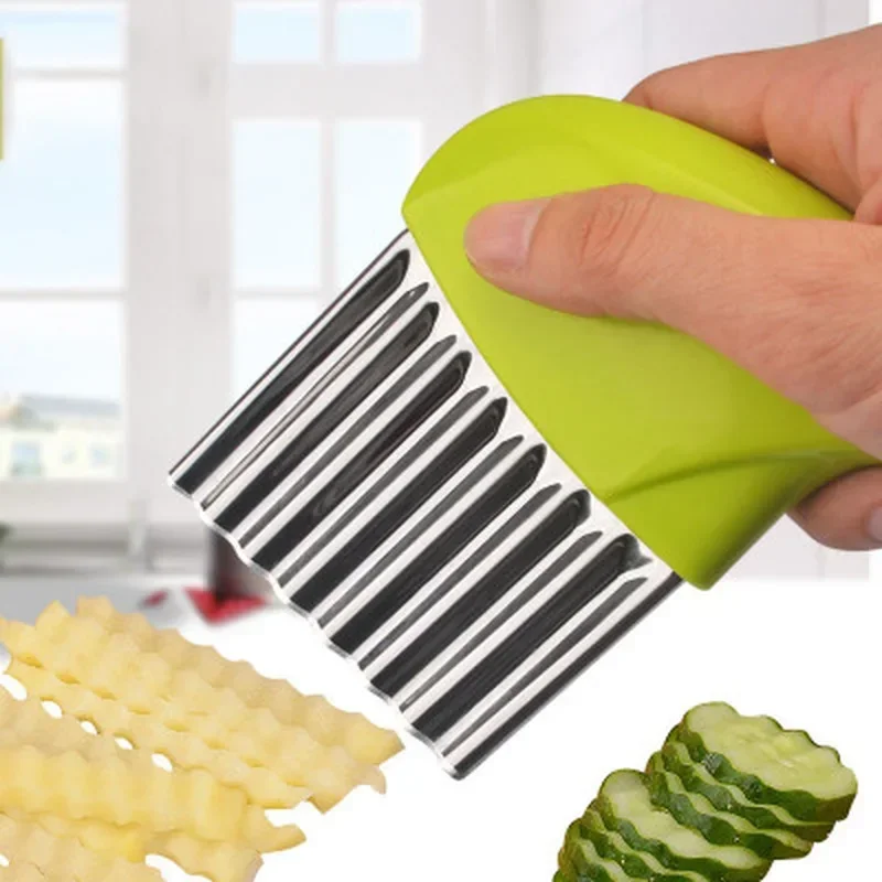 Portable Wavy French Fries Cutter Stainless Steel Potato Slicer Vegetable Chopper Potato Cutter Durable Kitchen Gadgets