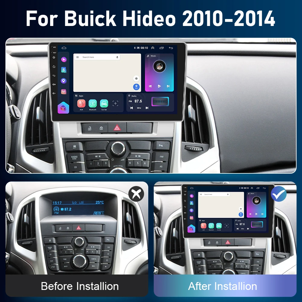 Podofo 9 "Radio de coche inalámbrico CarPlay Android Radio para Buick Excelle 2/OPEL Astra J 2009 - 2017 Multimedia GPS 4G WIFI autoradio 2
